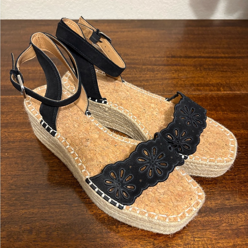 Crown Vintage Black Cutout Espadrille Sandals